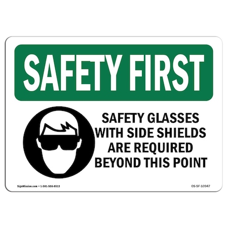 Signmission OSHA, Safety Glasses W/ Side Shields W/ Symbol, 5in X 3.5in Decal, 10PK, OS-SF-D-35-L-10947-10PK OS-SF-D-35-L-10947-10PK